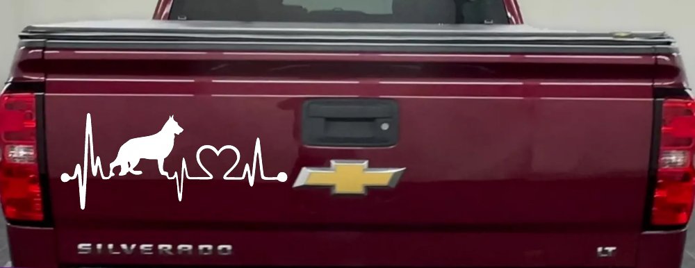 German Shepherd Love Dog Heart Heartbeat Monitor Car or Truck Window Vinyl Decal Sticker (White)