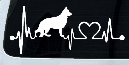 German Shepherd Love Dog Heart Heartbeat Monitor Car or Truck Window Decal Sticker