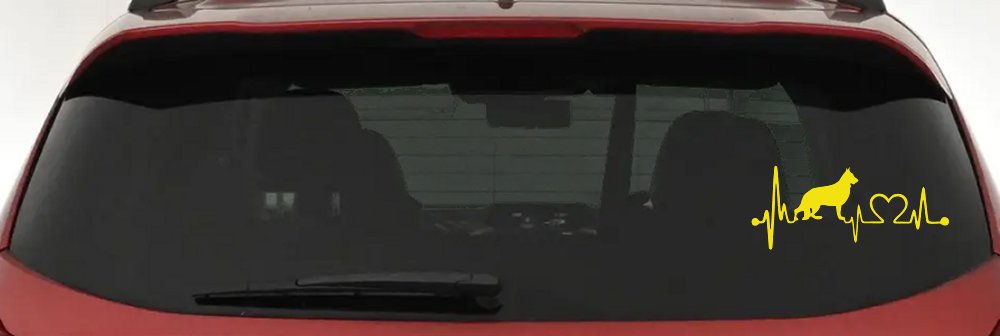 German Shepherd Love Dog Heart Heartbeat Monitor Car or Truck Window Decal Sticker (Yellow)