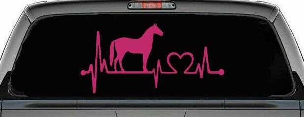 Horse Heart Heartbeat Lifeline Love Car or Truck Window Vinyl Decal Sticker (Hot Pink)