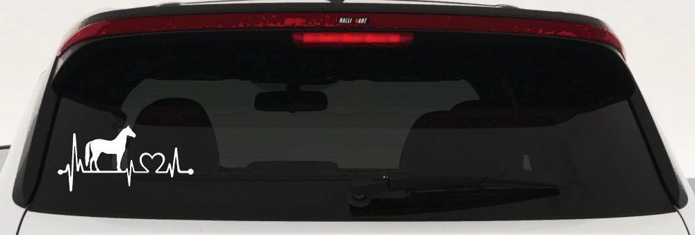 Horse Heart Heartbeat Lifeline Love Car or Truck Window Decal Sticker (White)