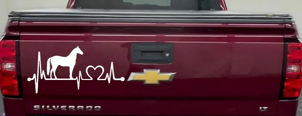 Horse Heart Heartbeat Lifeline Love Car or Truck Window Decal Sticker (White)