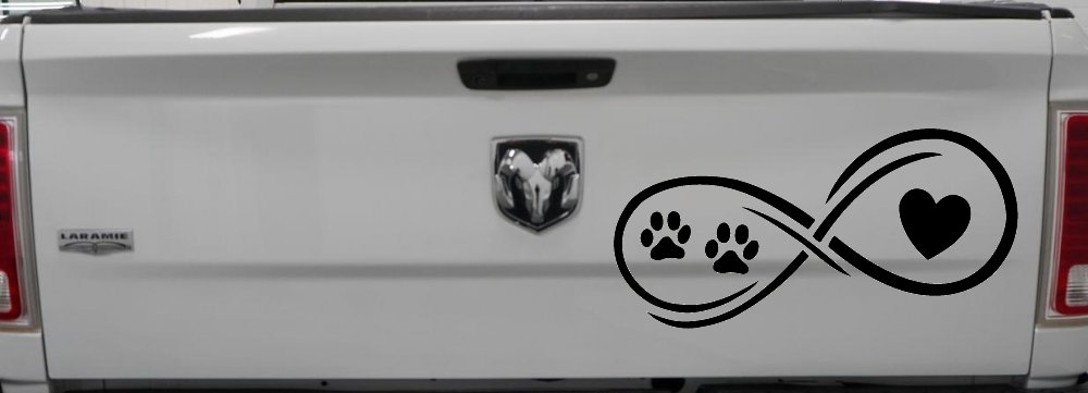 Infinity Paws Heart Dog or Cat Love Car or Truck Window Decal Sticker (Black)