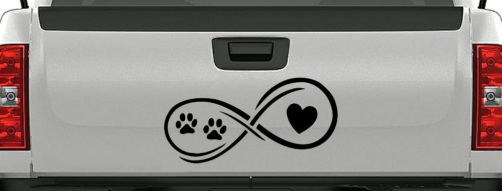 Infinity Paws Heart Dog or Cat Love Car or Truck Window Decal Sticker