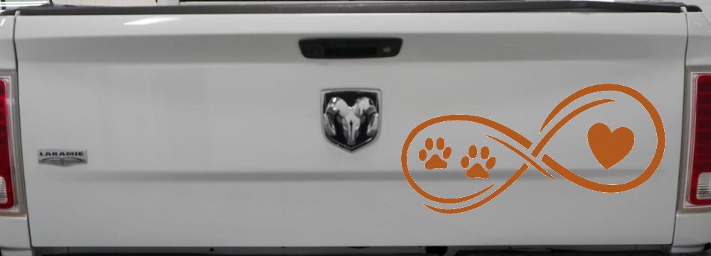 Infinity Paws Heart Dog or Cat Love Car or Truck Window Decal Sticker (Nut Brown)