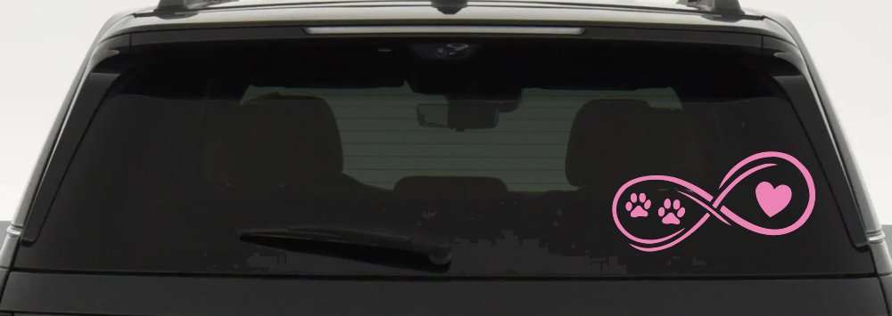 Infinity Paws Heart Dog or Cat Love Car or Truck Window Decal Sticker (Pink)