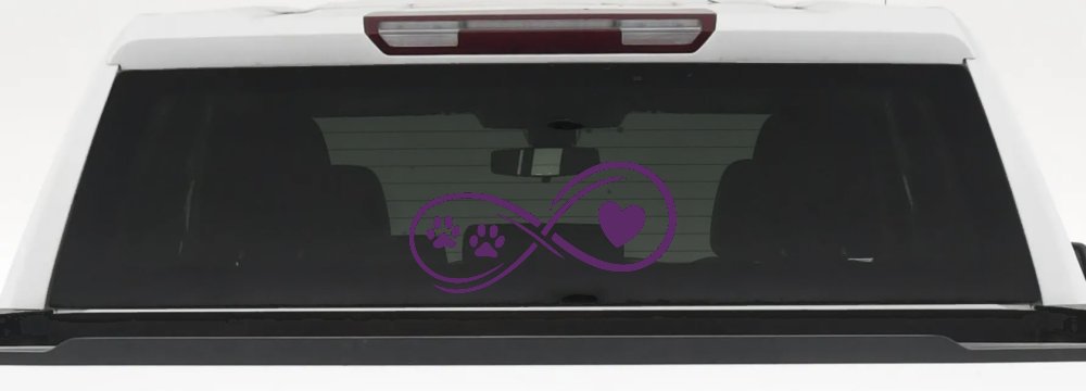 Infinity Paws Heart Dog or Cat Love Car or Truck Window Decal Sticker (Violet)