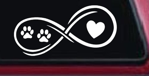 Infinity Paws Heart Dog or Cat Love Car or Truck Window Decal Sticker
