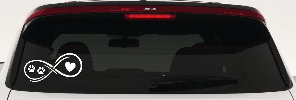 Infinity Paws Heart Dog or Cat Love Car or Truck Window Decal Sticker