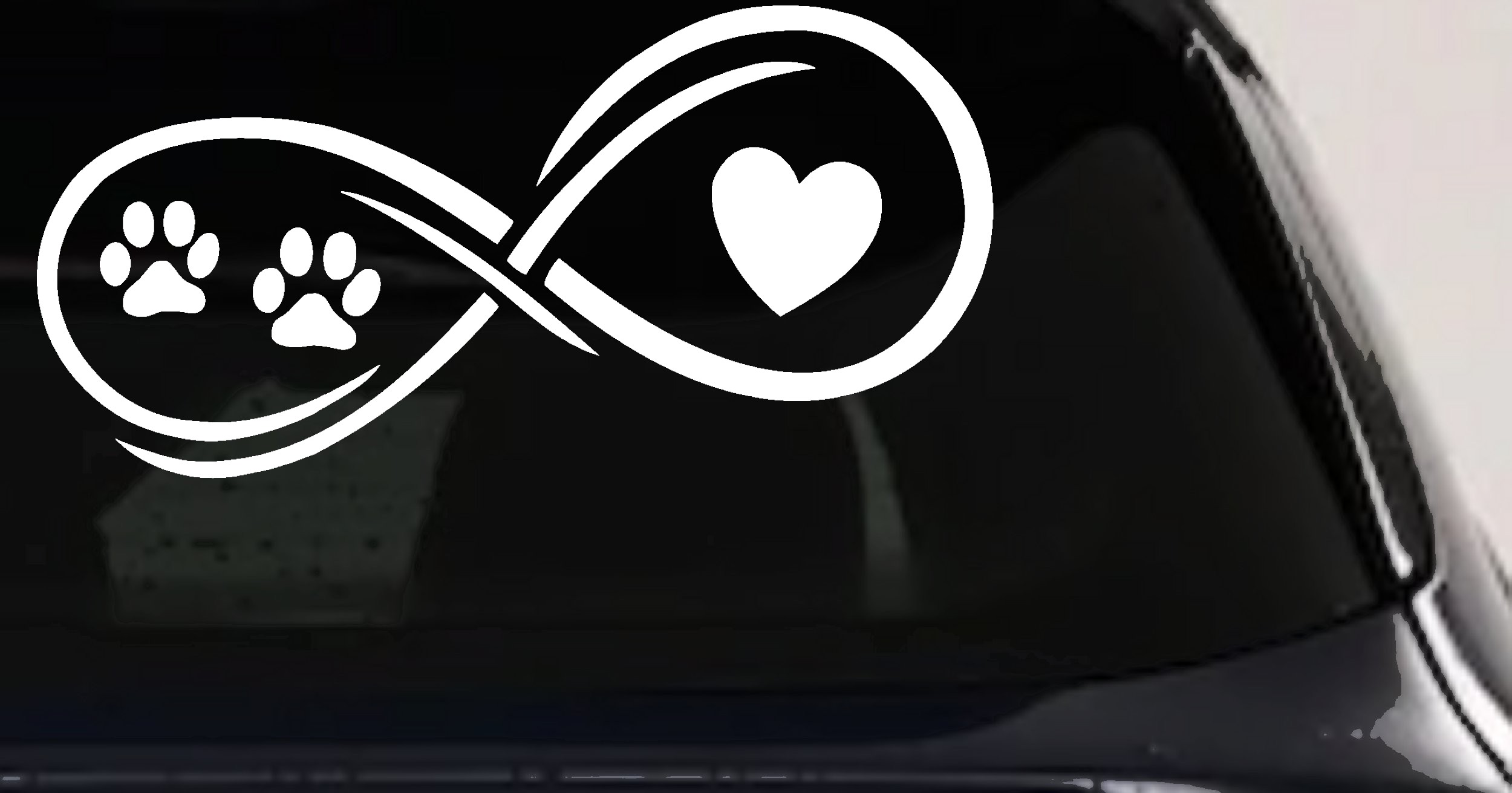 Infinity Paws Heart Dog or Cat Love Car or Truck Window Vinyl Decal Sticker (White)