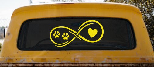 Infinity Paws Heart Dog or Cat Love Car or Truck Window Decal Sticker
