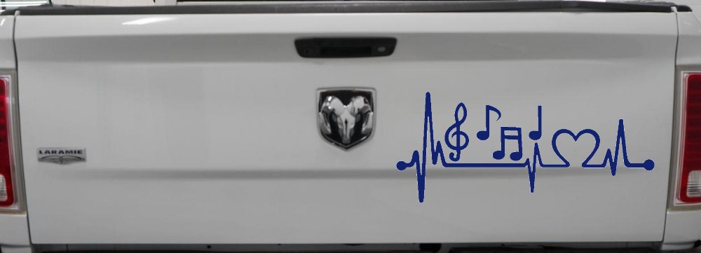 Music Notes Heartbeat Lifeline Monitor Love Music Car or Truck Window Decal Sticker (Navy)