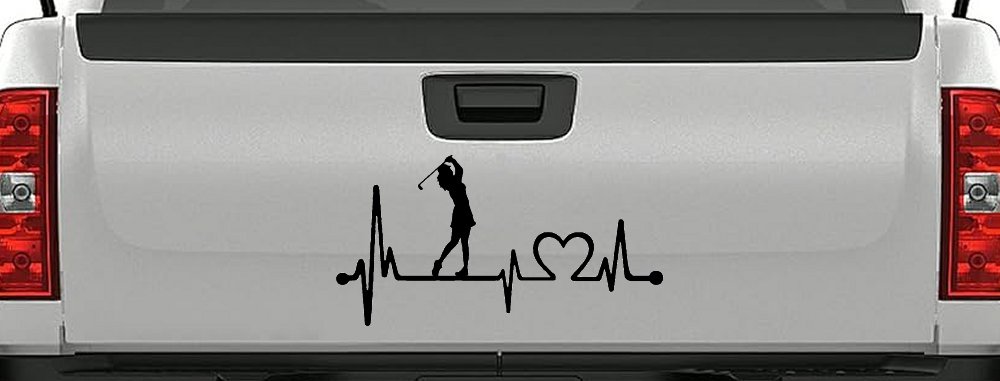 Lady Golfer Ladies Golf Heartbeat Lifeline Sports Car or Truck Window Decal Sticker