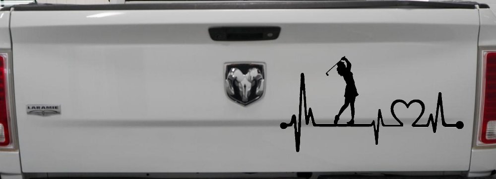 Lady Golfer Ladies Golf Heartbeat Lifeline Sports Car or Truck Window Decal Sticker
