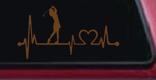 Lady Golfer Ladies Golf Heartbeat Lifeline Sports Car or Truck Window Decal Sticker