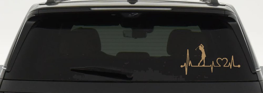 Lady Golfer Ladies Golf Heartbeat Lifeline Sports Car or Truck Window Decal Sticker (Light Brown)