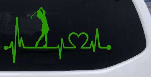 Lady Golfer Ladies Golf Heartbeat Lifeline Sports Car or Truck Window Decal Sticker