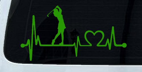Lady Golfer Ladies Golf Heartbeat Lifeline Sports Car or Truck Window Decal Sticker