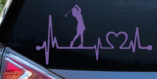 Lady Golfer Ladies Golf Heartbeat Lifeline Sports Car or Truck Window Decal Sticker