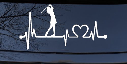Lady Golfer Ladies Golf Heartbeat Lifeline Sports Car or Truck Window Decal Sticker