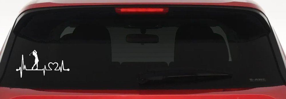 Lady Golfer Ladies Golf Heartbeat Lifeline Sports Car or Truck Window Vinyl Decal Sticker (White)