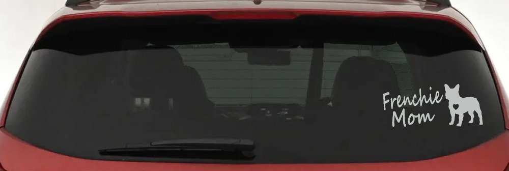 Frenchie Mom French Bulldog Heart Love Car or Truck Window Decal Sticker (Light Gray)