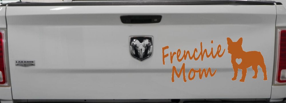 Frenchie Mom French Bulldog Heart Love Car or Truck Window Vinyl Decal Sticker (Nut Brown)