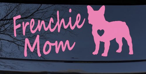 Frenchie Mom French Bulldog Heart Love Car or Truck Window Decal Sticker (Pink)