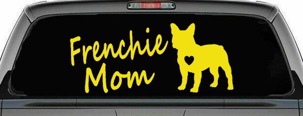 Frenchie Mom French Bulldog Heart Love Car or Truck Window Decal Sticker (Yellow)