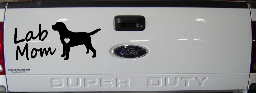 Lab Mom Labrador Retriever Dog Heart Love Car or Truck Window Decal Sticker (Black)