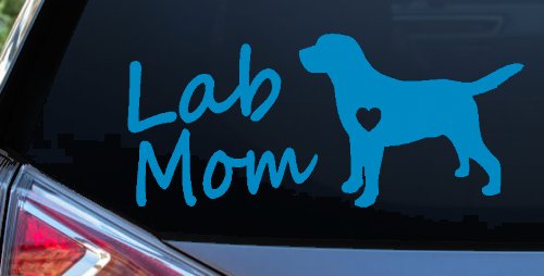 Lab Mom Labrador Retriever Dog Heart Love Car or Truck Window Decal Sticker (Blue)