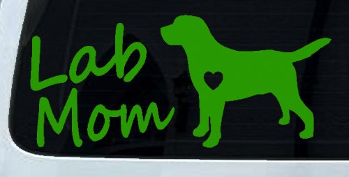 Lab Mom Labrador Retriever Dog Heart Love Car or Truck Window Vinyl Decal Sticker (Lime)
