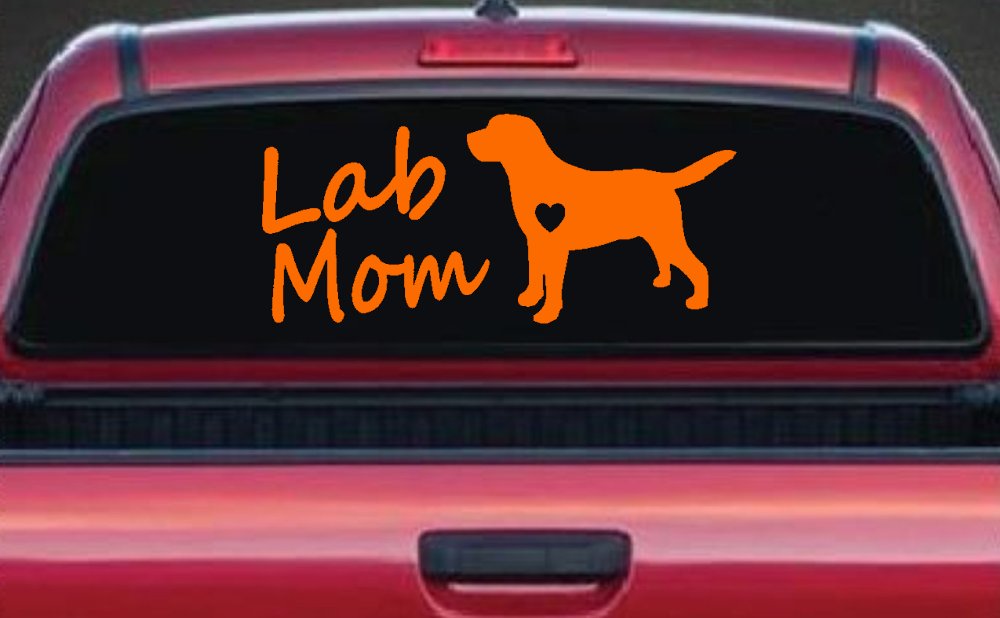 Lab Mom Labrador Retriever Dog Heart Love Car or Truck Window Decal Sticker (Orange)