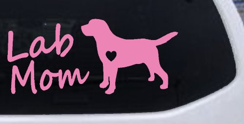 Lab Mom Labrador Retriever Dog Heart Love Car or Truck Window Vinyl Decal Sticker (Pink)