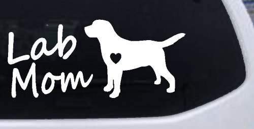 Lab Mom Labrador Retriever Dog Heart Love Car or Truck Window Decal Sticker (White)