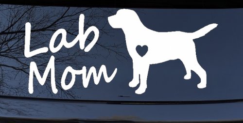 Lab Mom Labrador Retriever Dog Heart Love Car or Truck Window Decal Sticker (White)