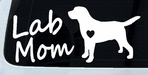 Lab Mom Labrador Retriever Dog Heart Love Car or Truck Window Vinyl Decal Sticker (White)