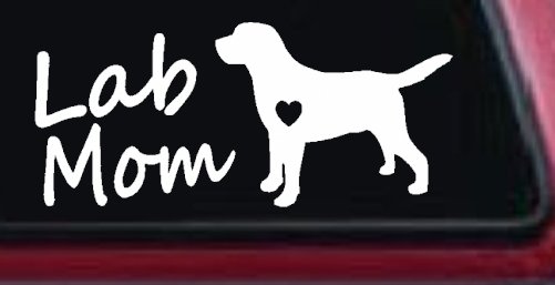 Lab Mom Labrador Retriever Dog Heart Love Car or Truck Window Decal Sticker (White)