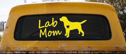 Lab Mom Labrador Retriever Dog Heart Love Car or Truck Window Decal Sticker (Yellow)
