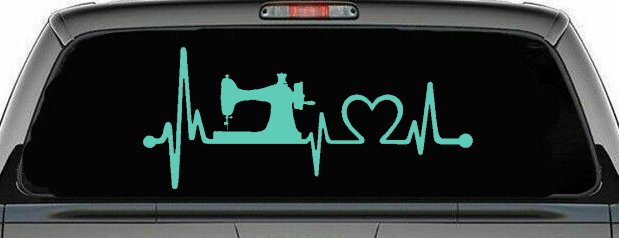 Sewing Machine Love Heartbeat Lifeline Car or Truck Window Decal Sticker