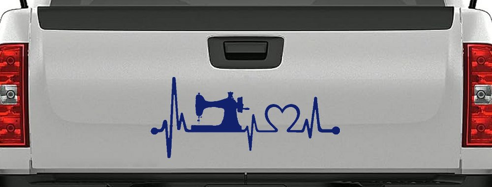 Sewing Machine Love Heartbeat Lifeline Car or Truck Window Decal Sticker