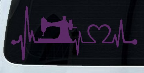 Sewing Machine Love Heartbeat Lifeline Car or Truck Window Decal Sticker