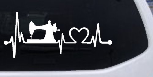 Sewing Machine Love Heartbeat Lifeline Car or Truck Window Decal Sticker