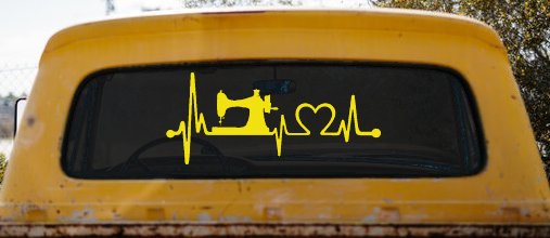Sewing Machine Love Heartbeat Lifeline Car or Truck Window Decal Sticker