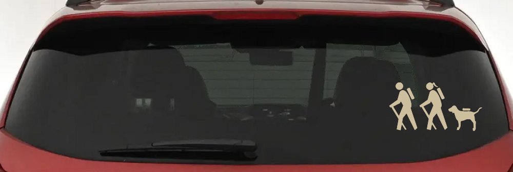 Hiker Couple Man Woman with Dog Hiking Camper Camping Nature Car or Truck Window Decal Sticker