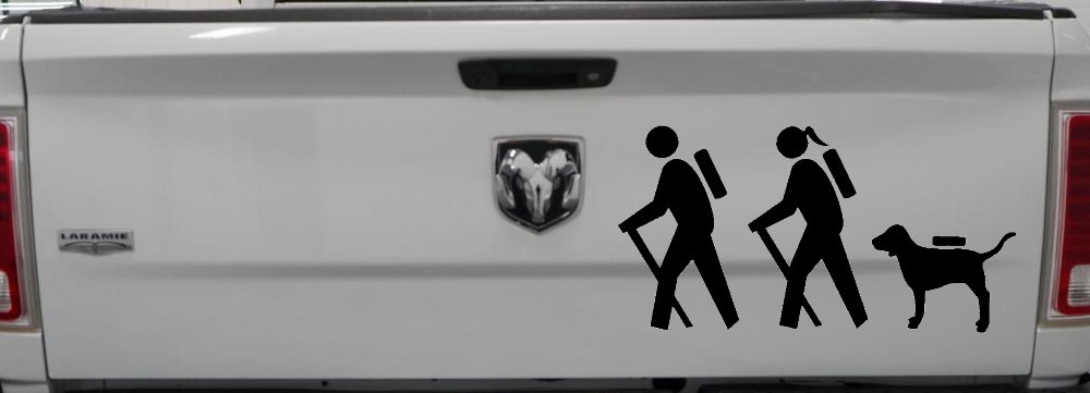 Hiker Couple Man Woman with Dog Hiking Camper Camping Nature Car or Truck Window Decal Sticker