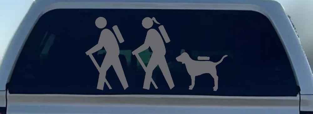 Hiker Couple Man Woman with Dog Hiking Camper Camping Nature Car or Truck Window Decal Sticker