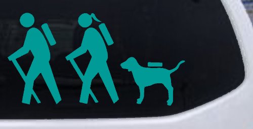 Hiker Couple Man Woman with Dog Hiking Camper Camping Nature Car or Truck Window Decal Sticker