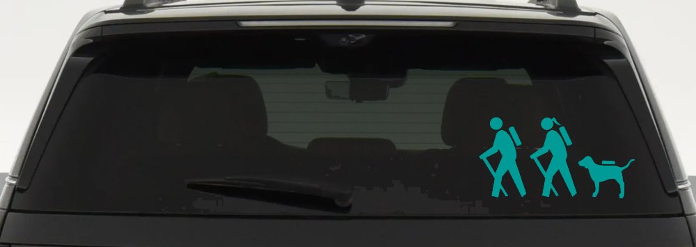 Hiker Couple Man Woman with Dog Hiking Camper Camping Nature Car or Truck Window Decal Sticker
