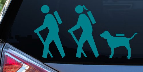 Hiker Couple Man Woman with Dog Hiking Camper Camping Nature Car or Truck Window Decal Sticker